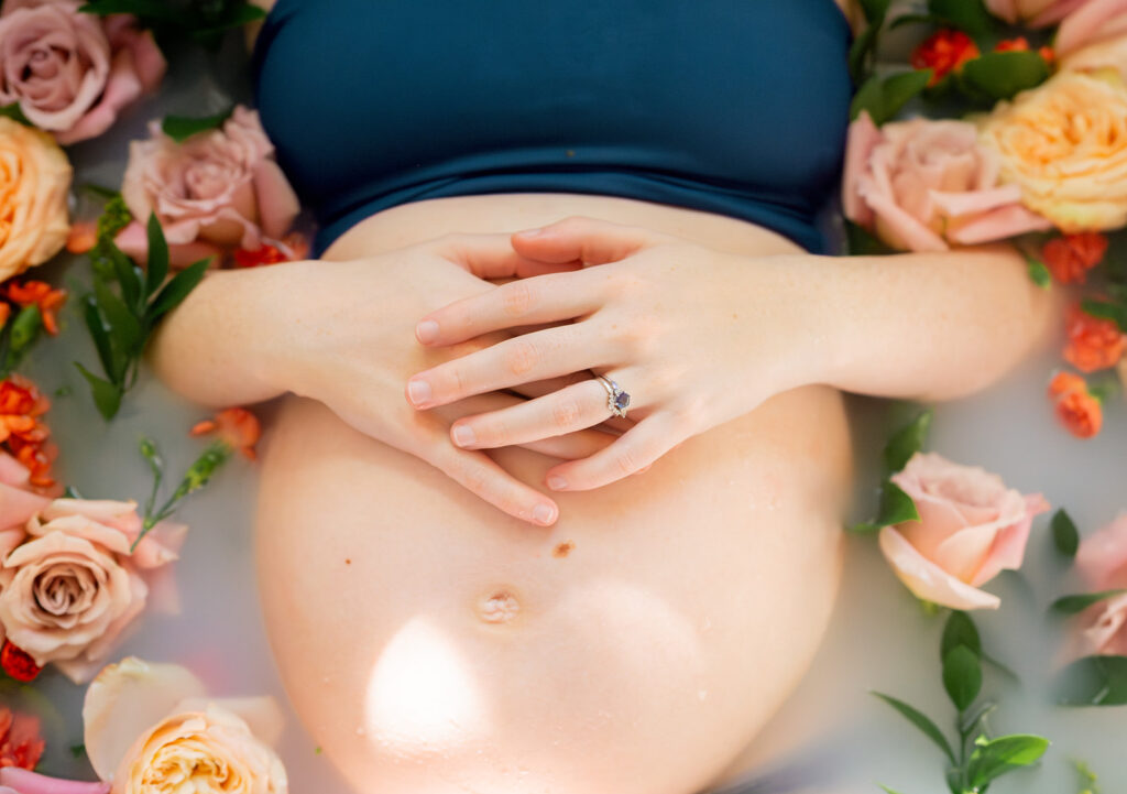 Maternity milk bath flowers photo