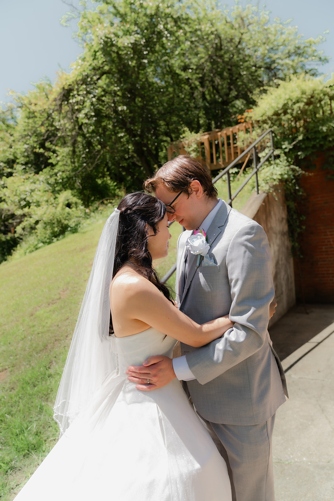 posed photo of bride and groom on wedding day