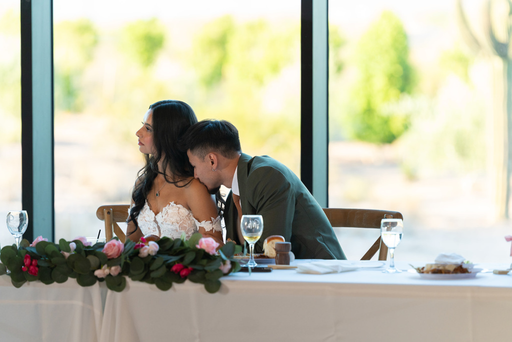bride and groom at summer wedding at desert views in arizona