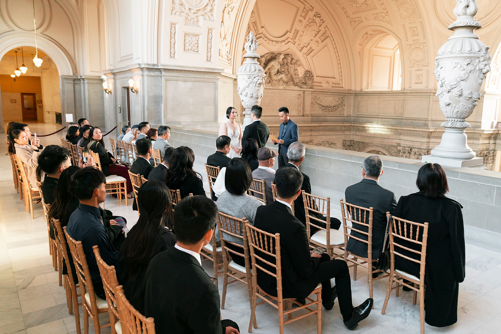 Chiavari chairs at SF City Hall ceremony on fourth floor gallery