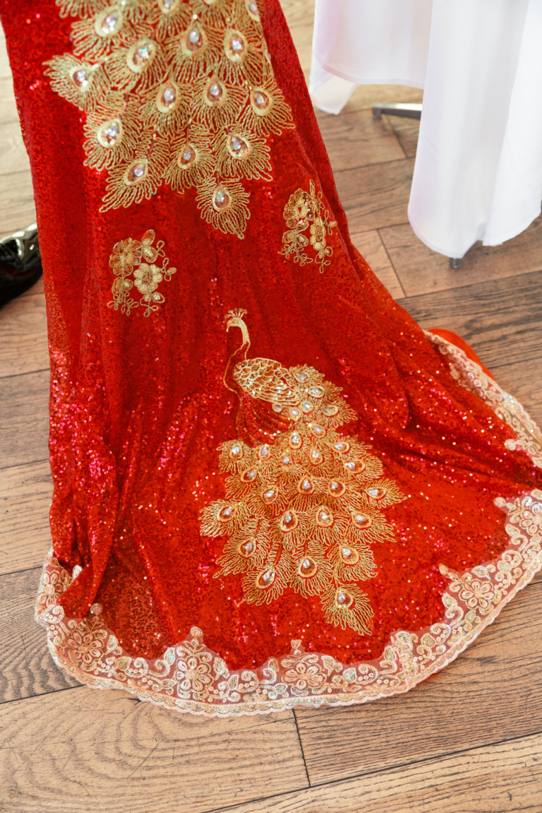 Glittery-peacock-qipao-train