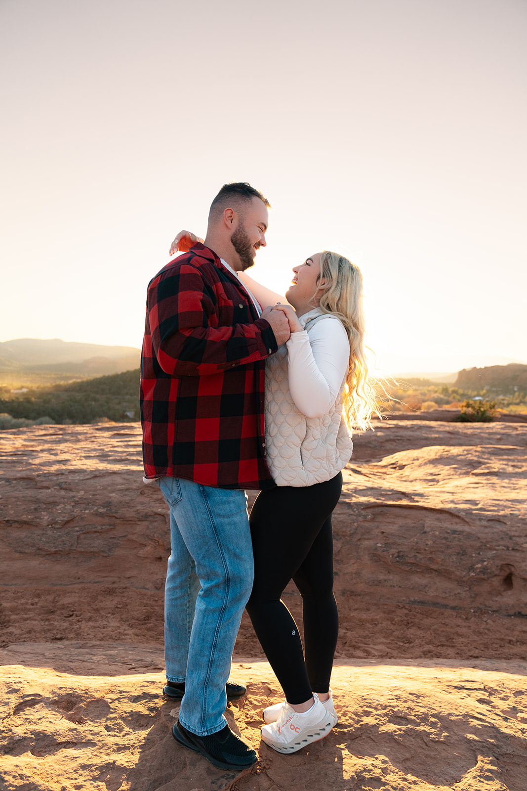 Sedona engagement photo with a couple during golden hour